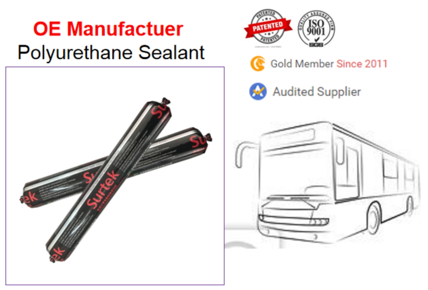 High Perference Polyurethane Windscreen Sealant Surtek 3668