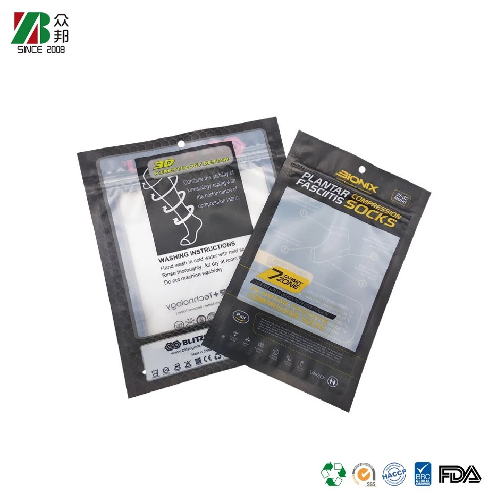 Mylar Plastic Thickened Bottom Socks Bio One Side Clear Window Packaging Bag Resistance To Extrusion