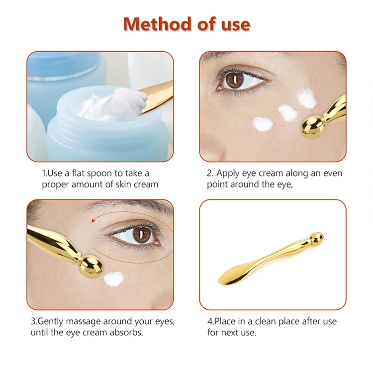 Luxury Golden Stainless Steel Eye Cream Spatula Eye Cream Introduction Massage Stick