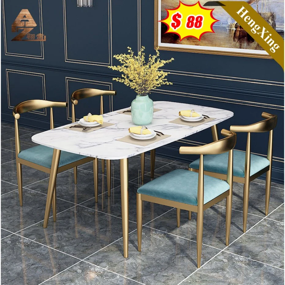 New Metal Simple Low Prices Customized Size Wooden Table Set Dining Room Table with Chair