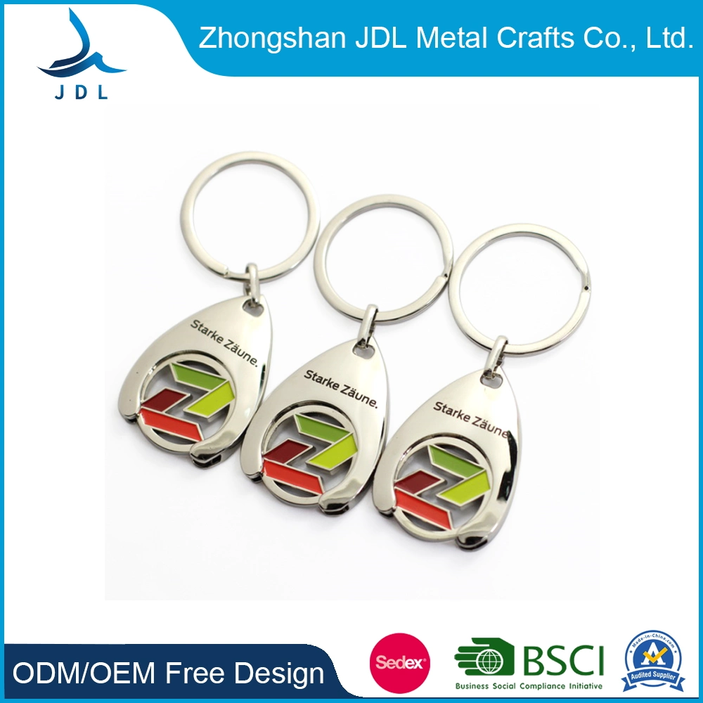 Custom Supermarket Iron Souvenir Gift Trolley Stamped Caddy Coin Keychain Cheap Metal Zinc Alloy Shopping Token Coin Key Holder