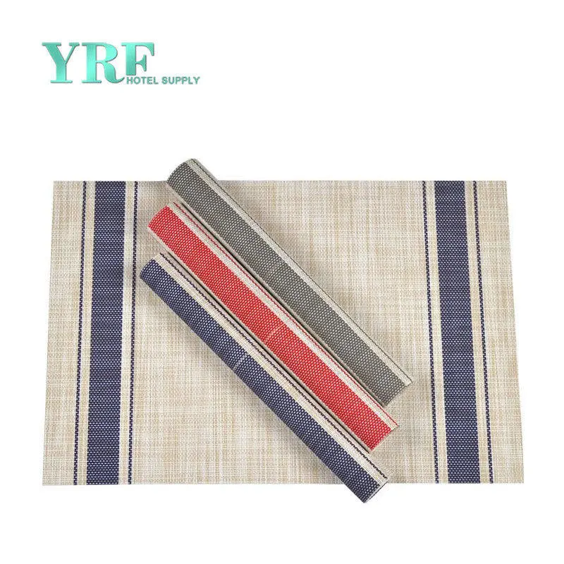 Yrf Blue Woven Table Cloth Basket Weave Woven Vinyl Placemat