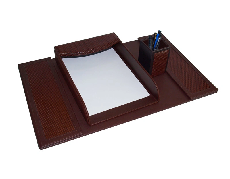 Desktop Luxury Stationery Faux White Office Leather Desk Set