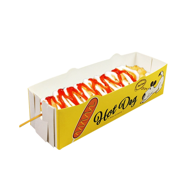 Disposable Restaurant Picnic Party Food Packaging Sausage Hot Dog Paper Boxes for Takeaway Container