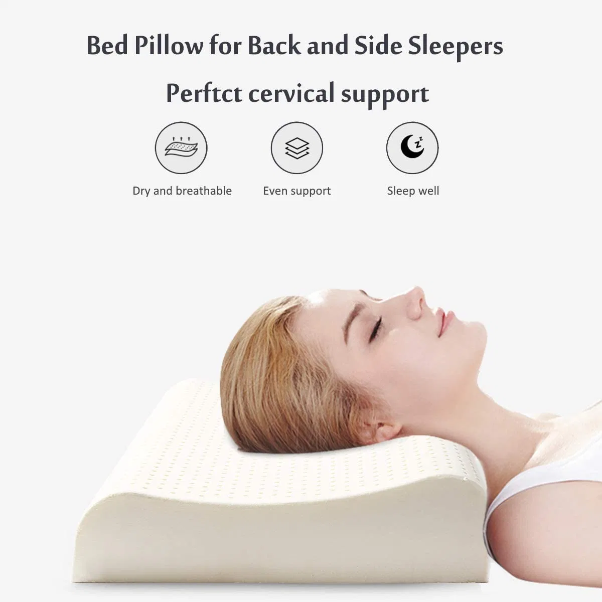 Latex Foam Bed Pillow for Sleeping: Firm Bedding Pillows - Soft Bedroom Pillow for Side Sleepers