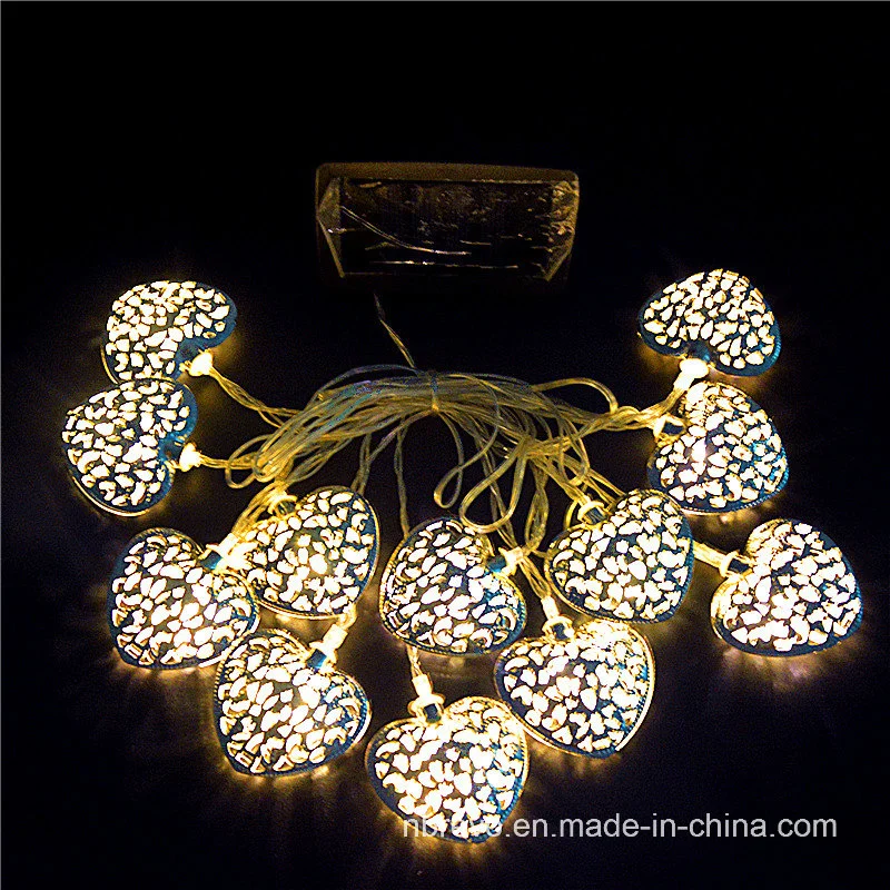 LED Solar Metal Heart Shape Garden String Lights (RS1003)