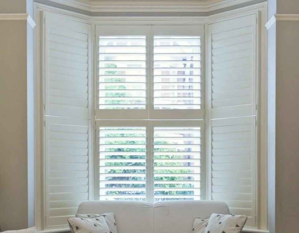 White Painted Woodlike Plantation Type Poly Shutters