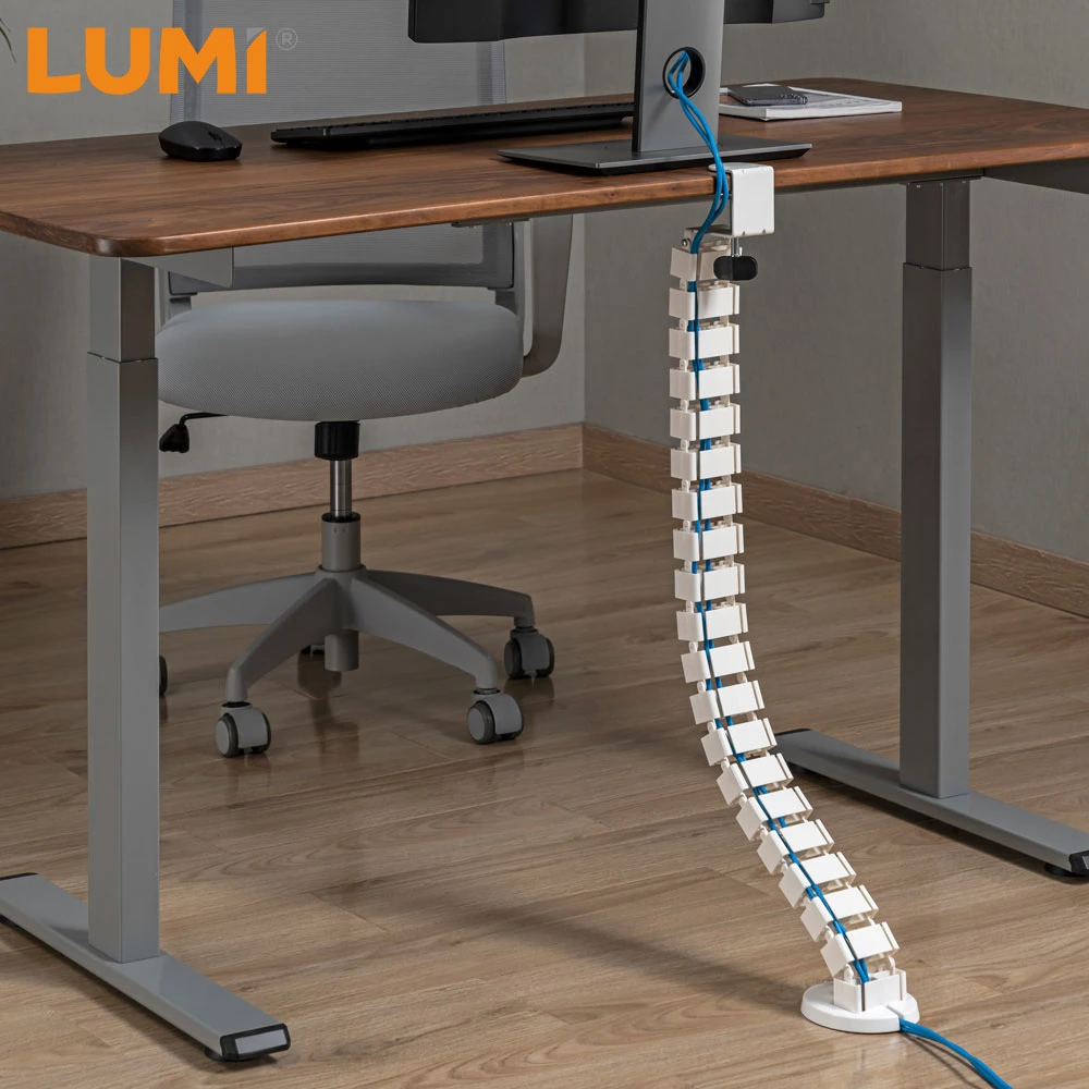 Under Desk Adjustable Snake Vertebrae Spine Wire Cable Organizer Management with Quad Entry