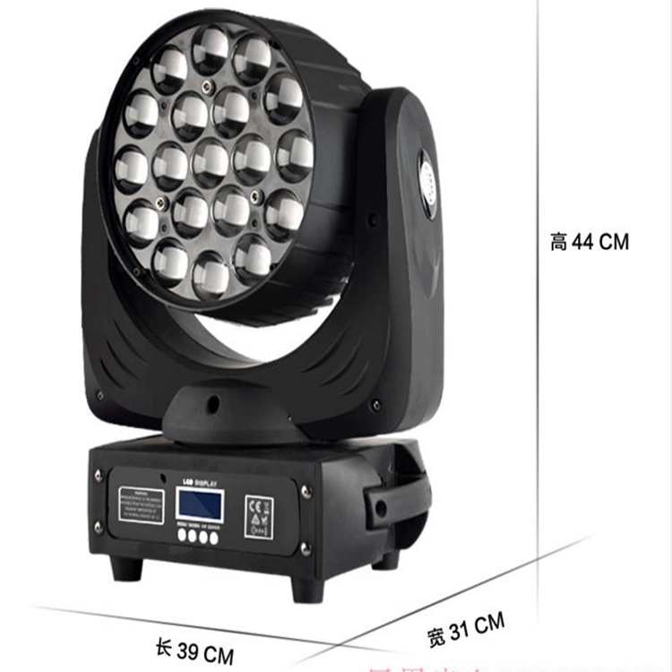 LED RGBW Zoom 19*12W Bee Eye Moving Head Light for DJ Night Bar