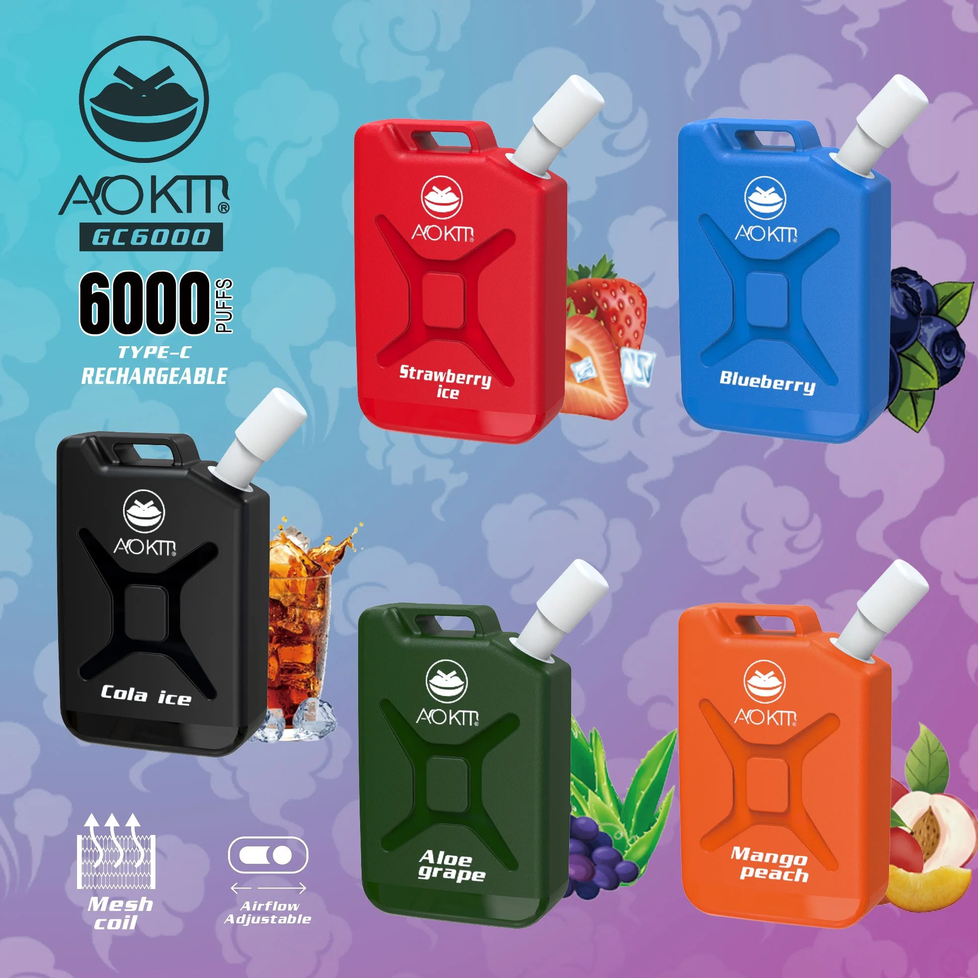 vape Atomizer Made in China Original Factory Aokit Gc 6000 Puffs Disposable/Chargeable Electronic Cigarette Wholesale/Supplier Atomizer Pot XXL Puff Bar 5000 6000 7000 Puff