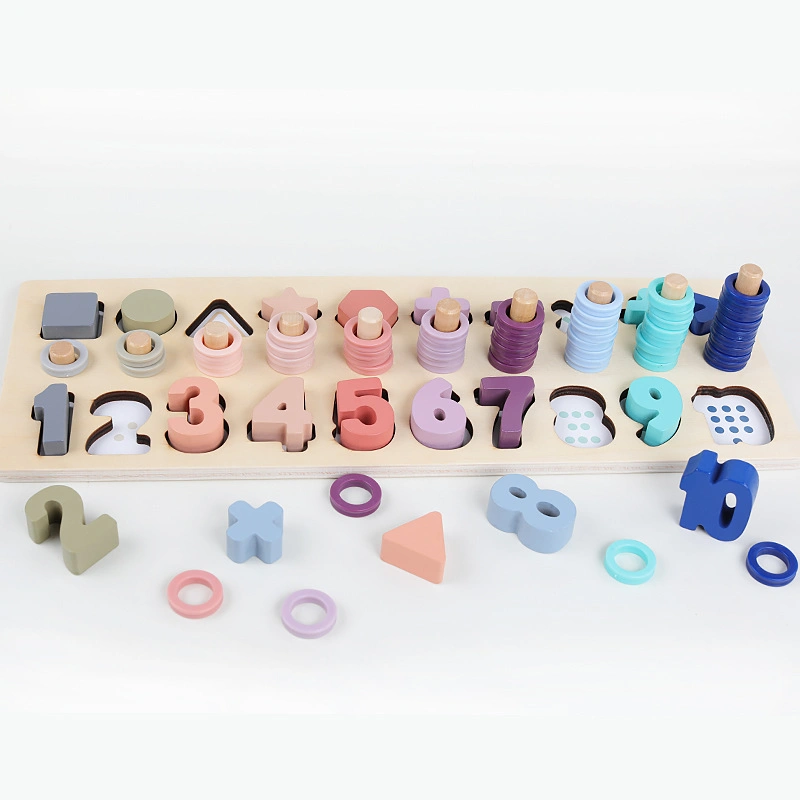 New-Style Counting Shape Wooden Count Toys with Wood Colorful Number Shape Blocks