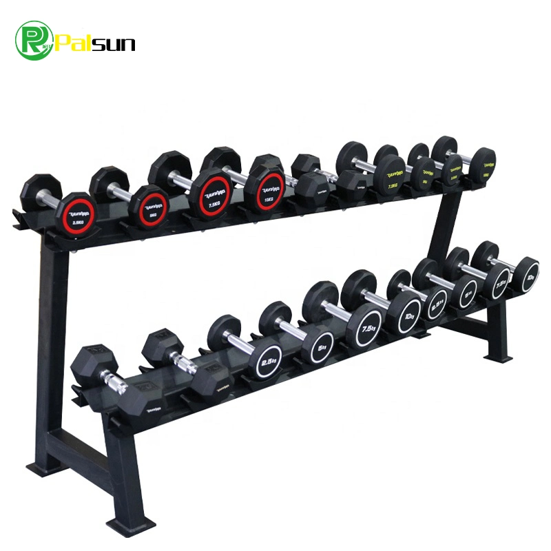 High quality/High cost performance Commercial 2 Tiers Round Dumbbell Storage Rack Stand