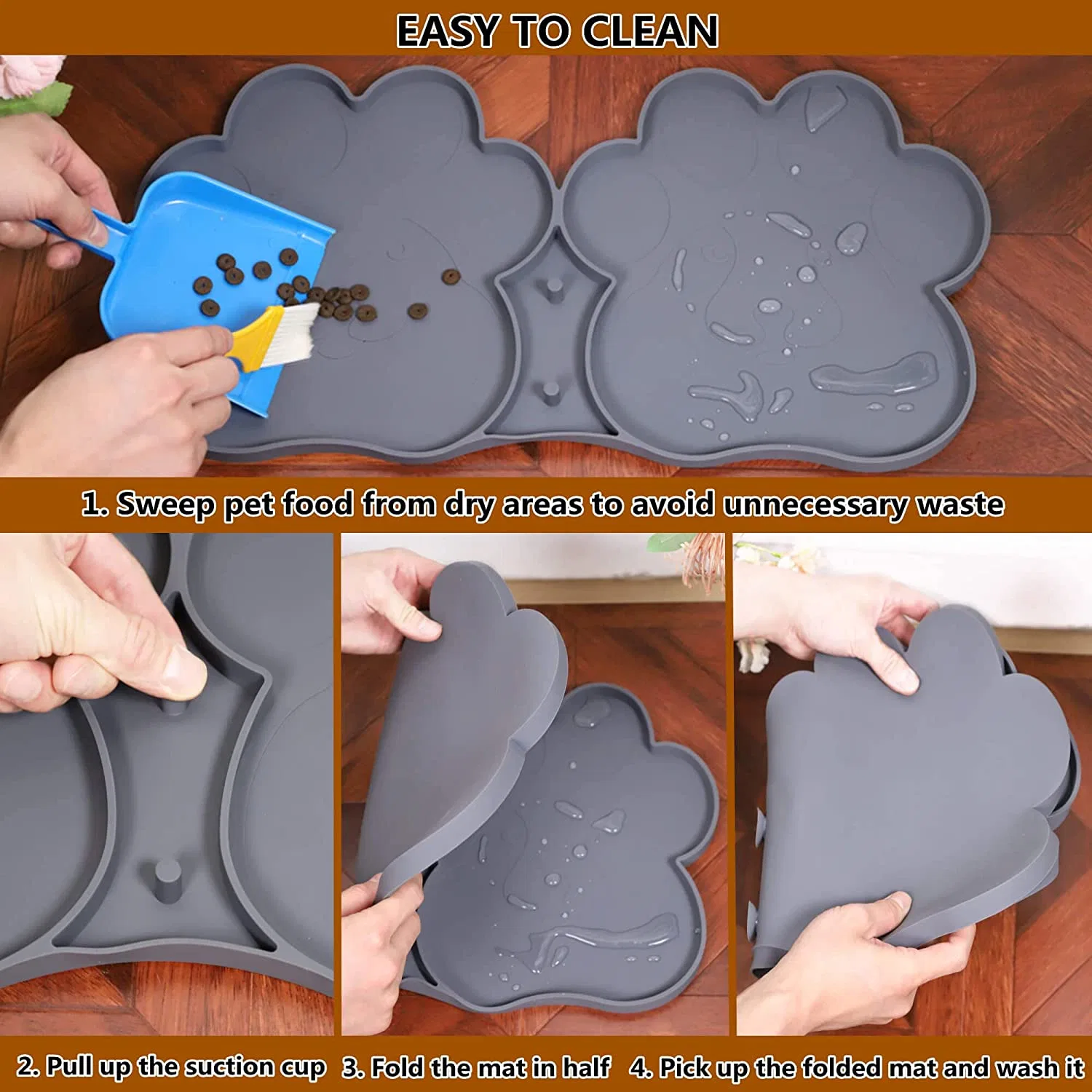 Dog Food Mat Silicone Dog Bowl Mats for Food and Water Floors Waterproof Large Medium Small Dog Placemat Non Slip Cat Pet Feeding Mat