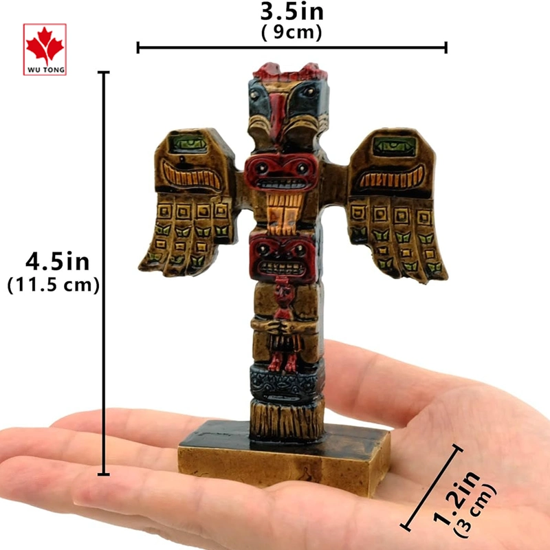 Indigenous Totem Pole Resin Indian Figurines Mini 4.5" H Alaska Totem Pole