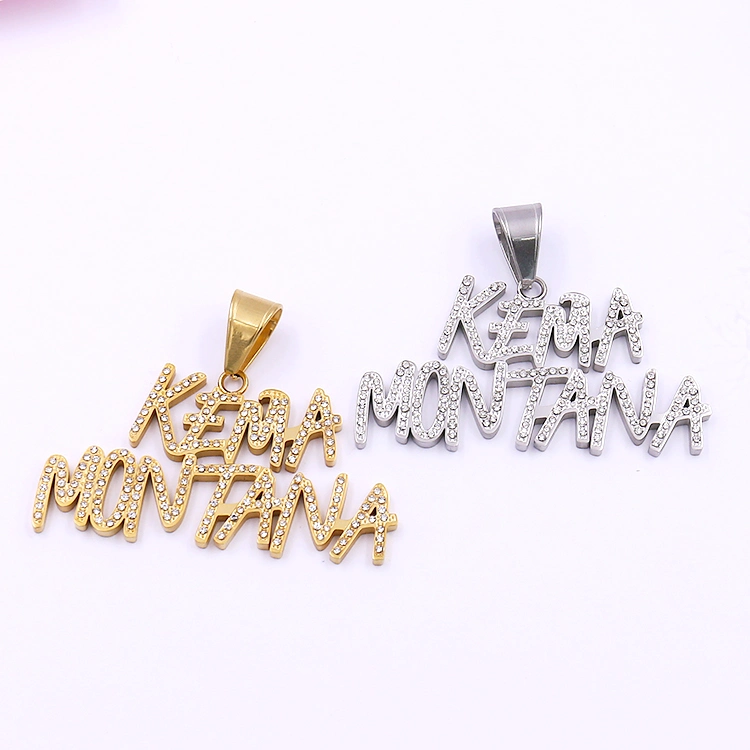 New Style Modeschmuck Edelstahl Schmuck Anhänger Alphabet Name Anhänger Buchstabe Kristall Charms Schmuck