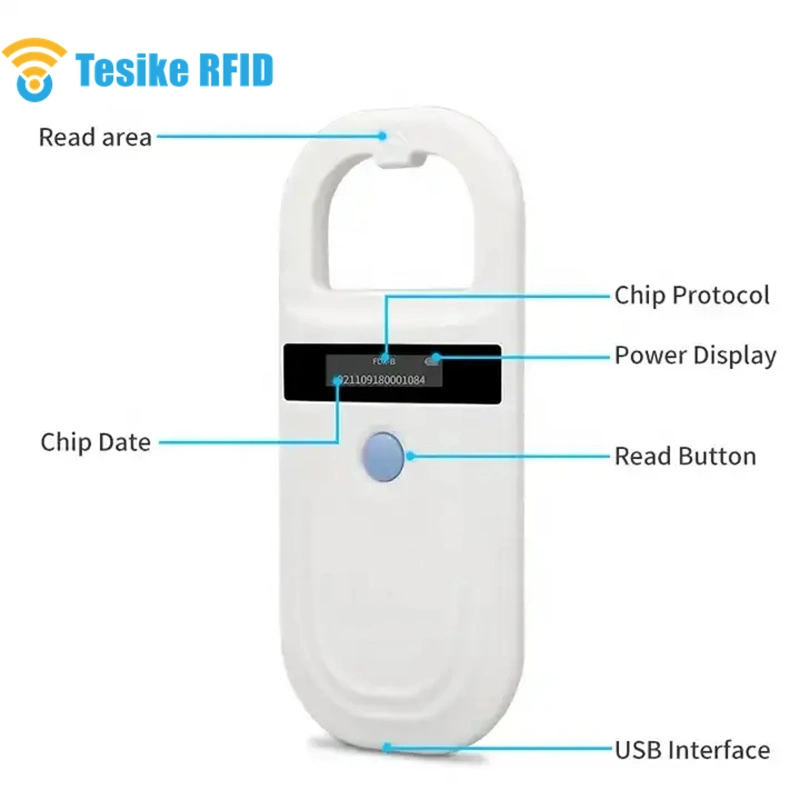 Protocole ISO11784/85 134,2 kHz RFID Animal Microchip scanner pour animaux domestiques