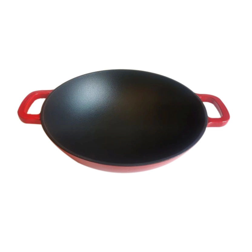 12" Both-Handle Chinese Wok 30cm Cast Iron Wok Chinese Cast Iron Cookware Fry and Saute Wok