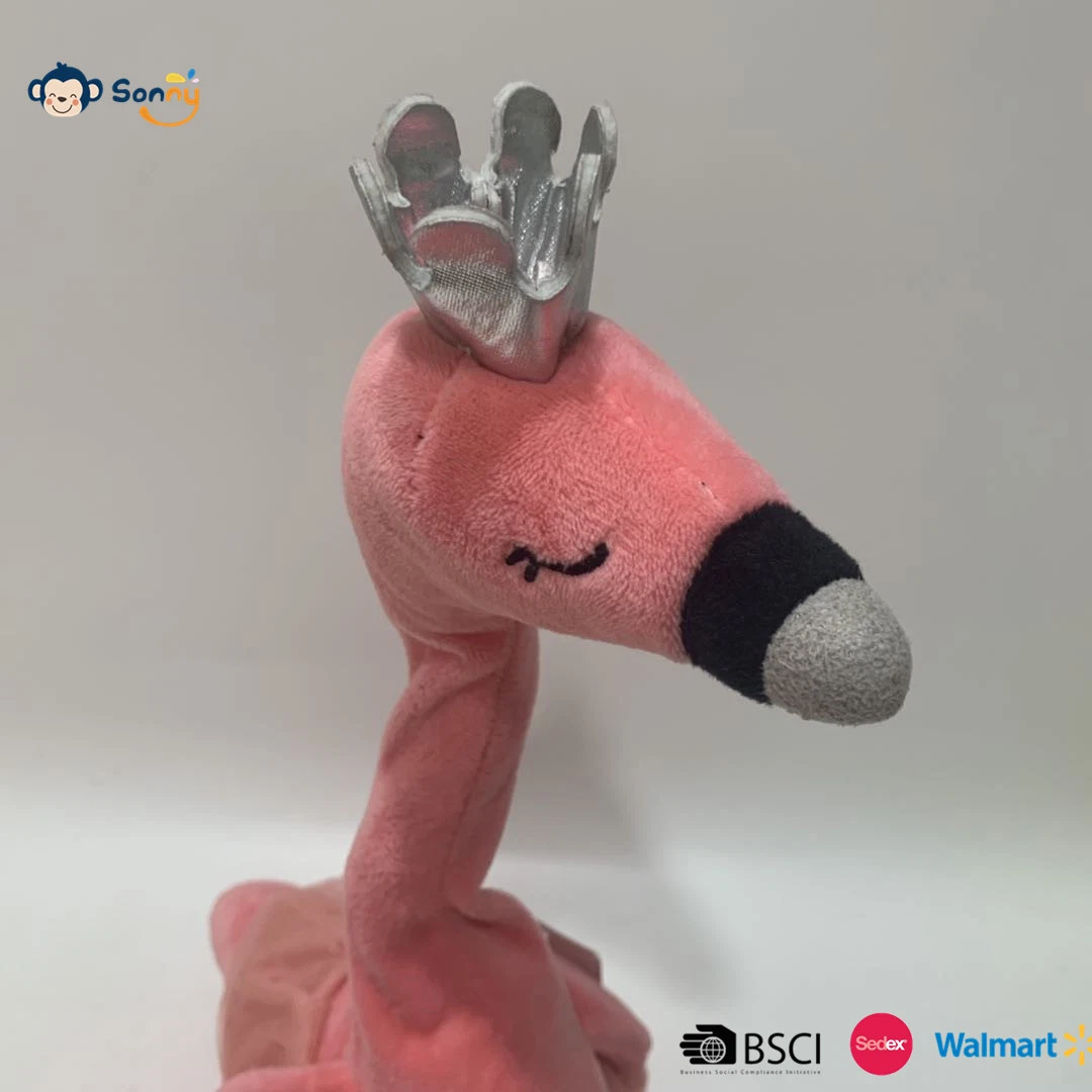 Best-Selling Plush Recording & Repeating Ballet Shoe Flamingo Talking Back Plush Toy BSCI Audit