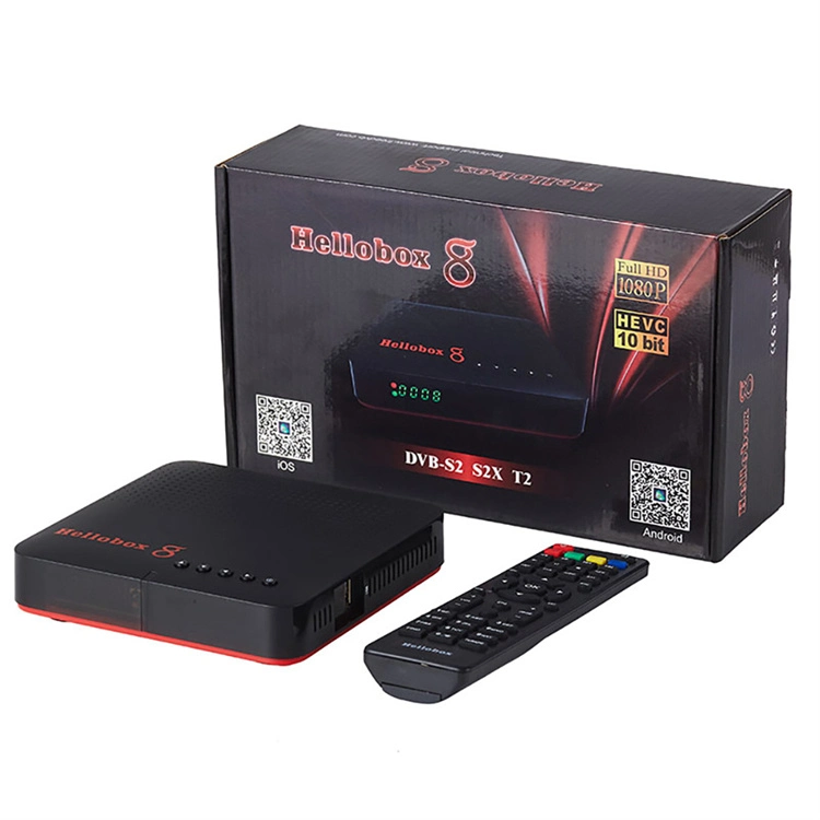 Hellobox 8 Satellite cاستقبال DVB-S2 S2X T2 H. 265 داخلي واي فاي Auto Biss Key Powervu am Newcam Mgcam Set Top Box