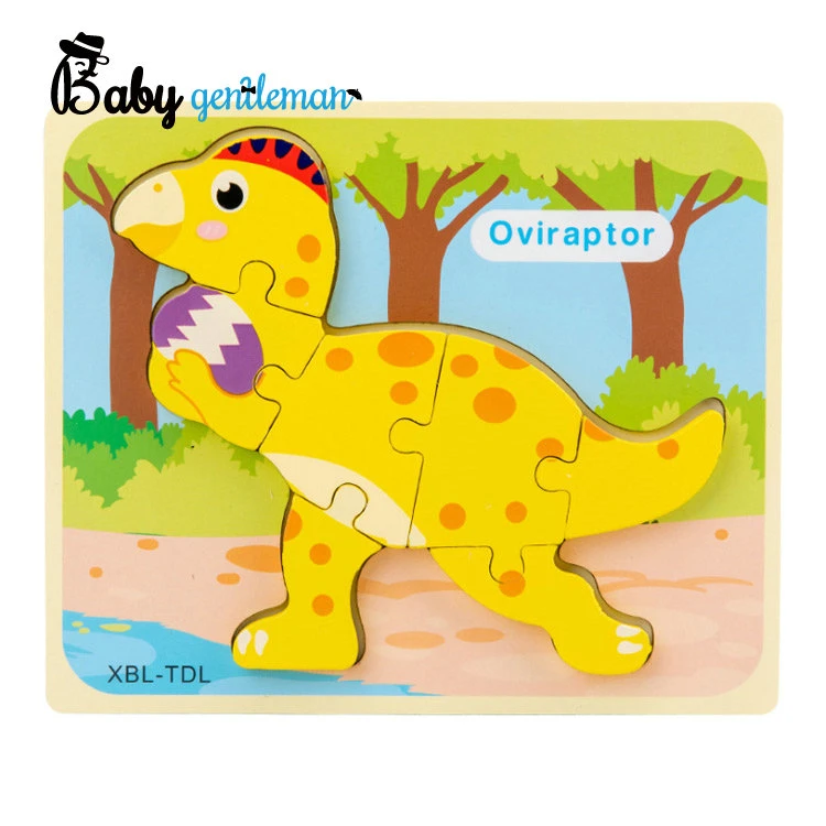 Popular Wooden 3D Dinosaur Puzzle Animal Shape Matching Toy for Children Z14129d