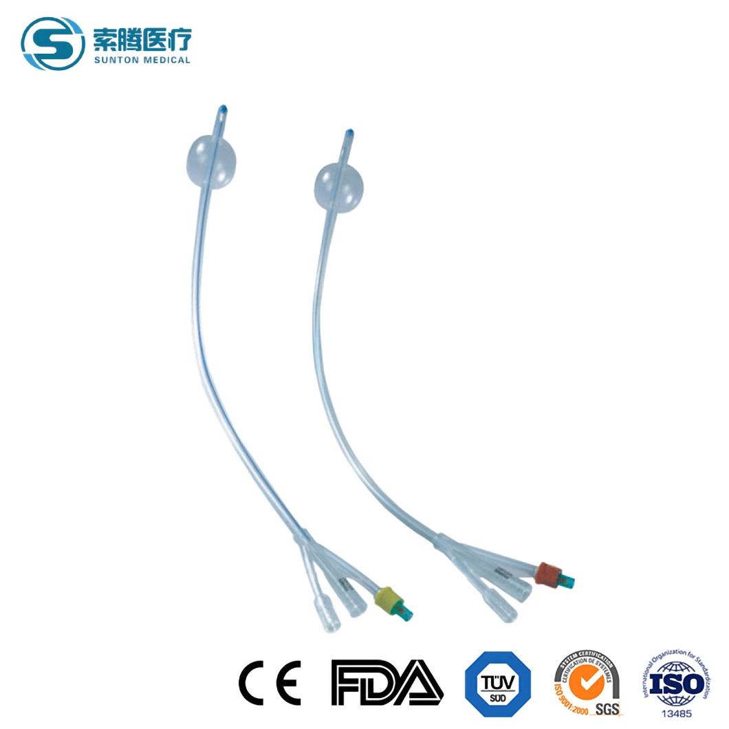 Sunton China Surgical Disposable 3-Way Latex Foley Catheter Factory Urine Removal Samples One-Stop Service Silicone Foley Catheter Balloon Inflation Amount