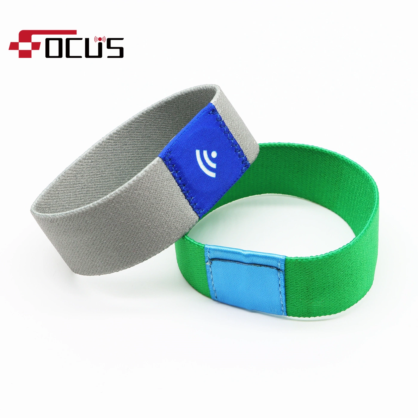 Customized Full Printing Woven Fabric Stretch Bracelet Elastic RFID Wristband