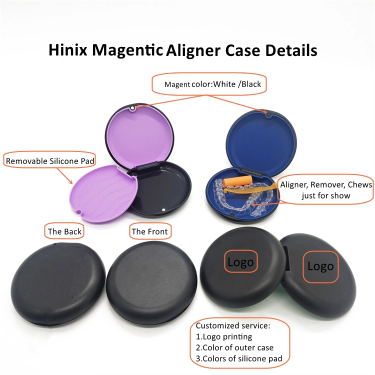 Aligner Case Plus Chewies and Brace Pull Tool Travel Retainer Box with Magnetic Closure for Denture Retainer