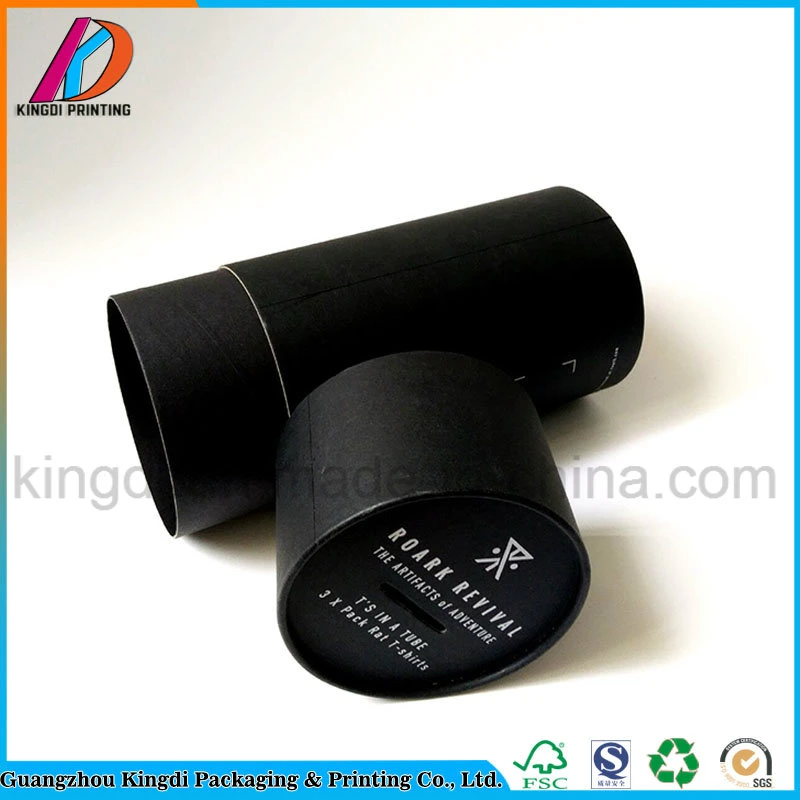 Hot Sale Black Cardboard Cylinder T-Shirt Round Tube Packaging Box