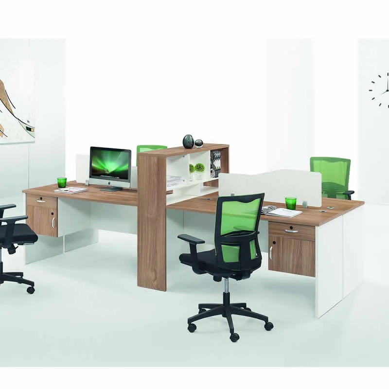 Muebles de oficina Diseño de lugar de trabajo para cuatro empleados Escritorio de computadora con tres cajones Gabinete