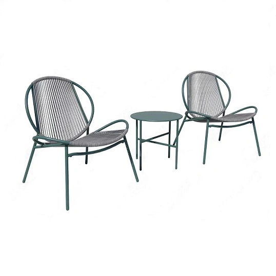 3pcs de loisirs des meubles en rotin en acier fixé le rotin chaise avec table à café