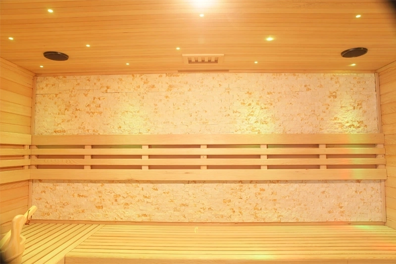 Venta caliente Calidad personalizada OEM de la cabina de sauna de madera precio de fábrica de diamantes de la esquina interior del calentador de seco lejos sauna de infrarrojos rojo