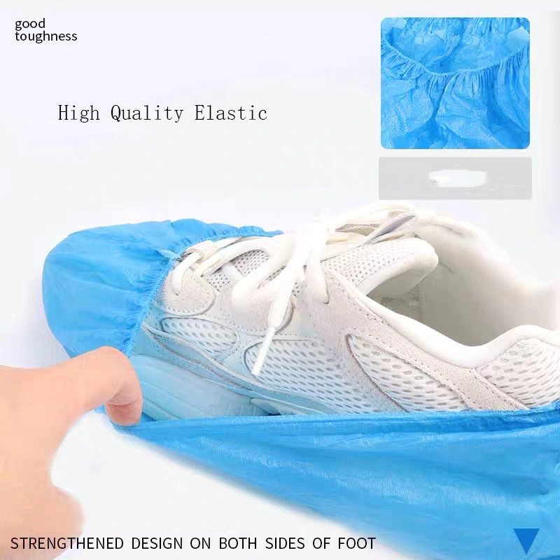 Blue Disposable Anti Slip Protective Plastic Waterproof Medical PE Shoe Cover