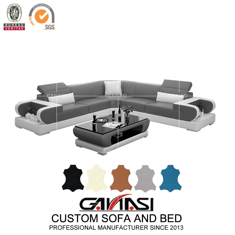 Простой дизайн мебели с одной спальней L-образный подвижной угловой диван с помощью таблицы