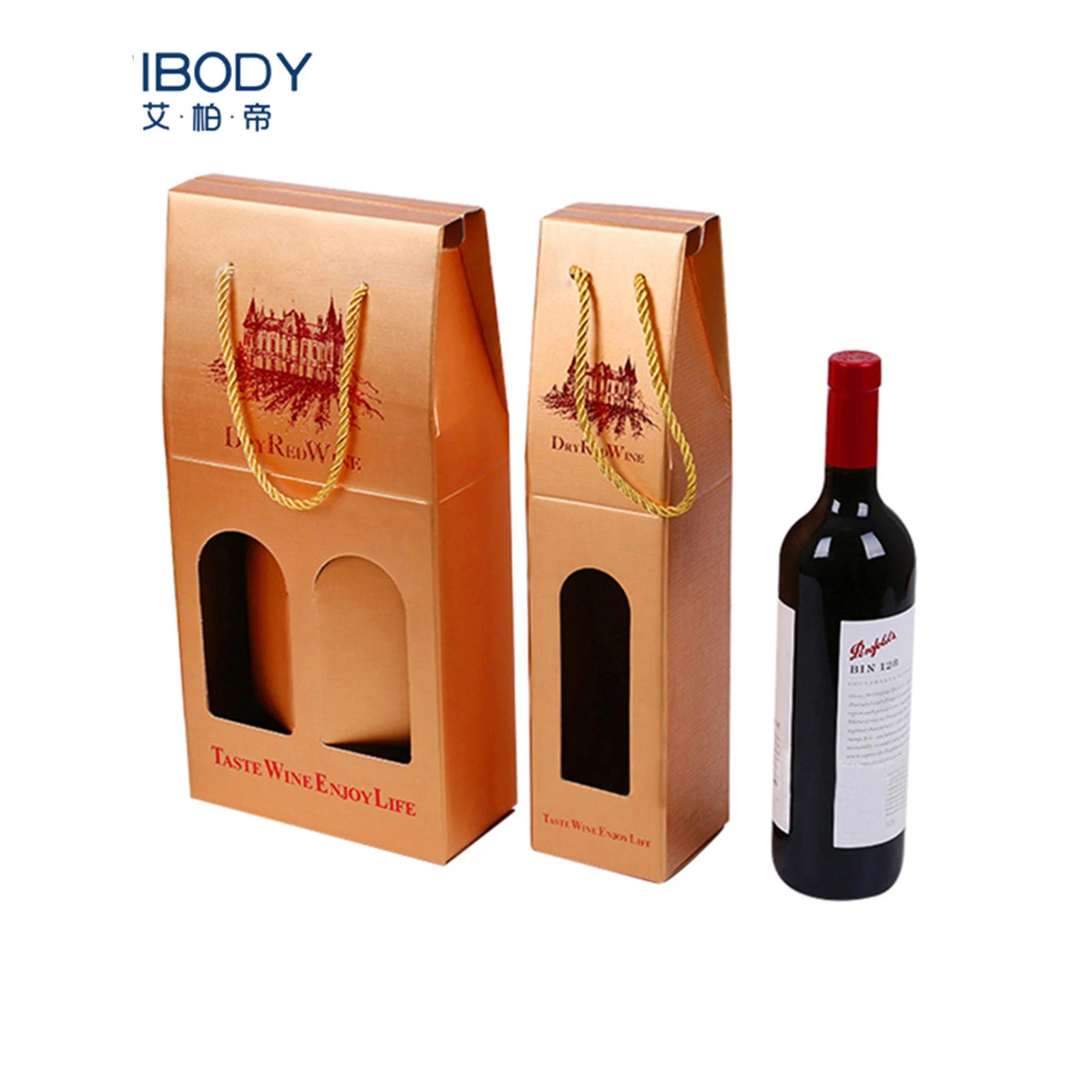 Red Wine Packing Custom Gift Box Red Wine Packing Gift Box Color Corrugated Carton Paper Carton Handbag Set