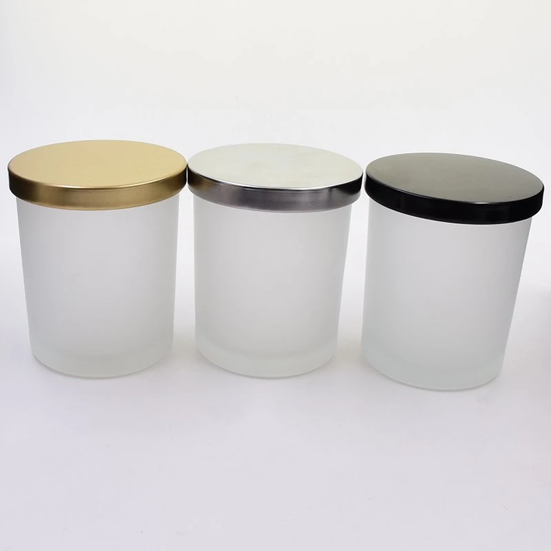 210ml 315ml Wholesale/Supplier White Black Home Decoration Color Glass Candle Jar with Black Lid