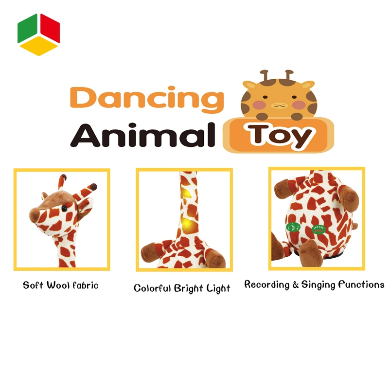 Qstoys Kinder Elektronische Plüsch Tanzspielzeug Sprechenden Gesang Platte Giraffe Spielzeug mit LED Light Music Bluetooth