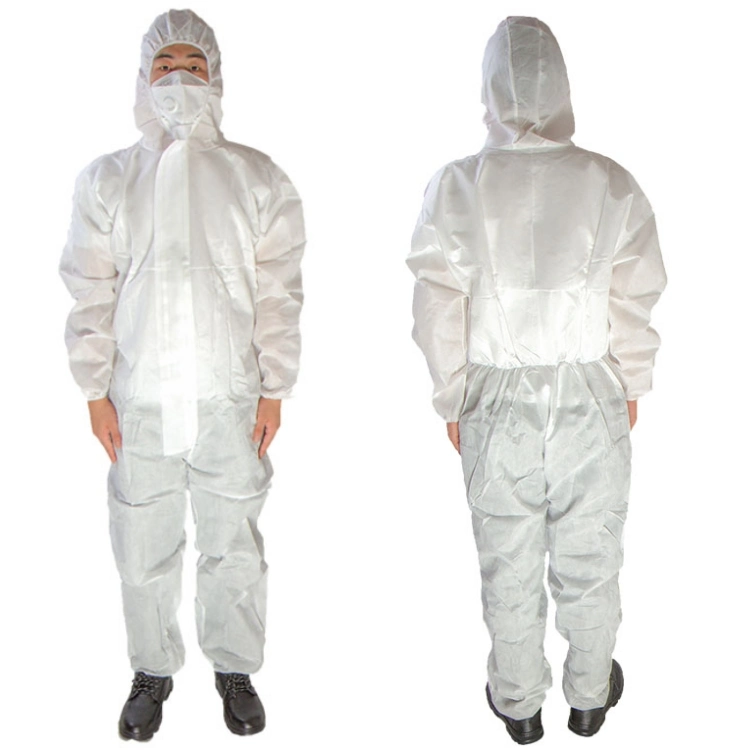 Vestuário de trabalho descartável de proteção da mão-de-obra de manga comprida com capuz para Tinta em spray