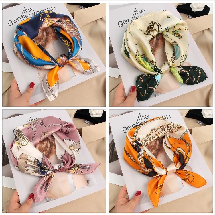 18mm Satin Silk Bandana Fular Mujer Moda Envoltura de cabeza