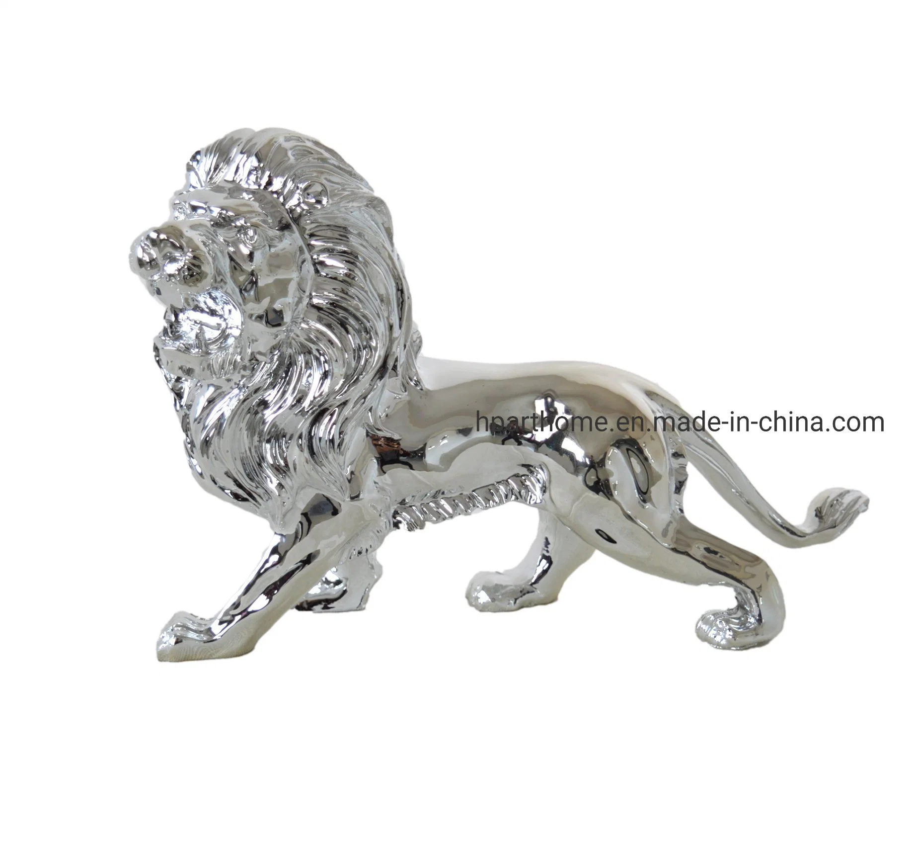 Artificial Animal Electroplating Lion Resin Craft Figurine Model Manufacture