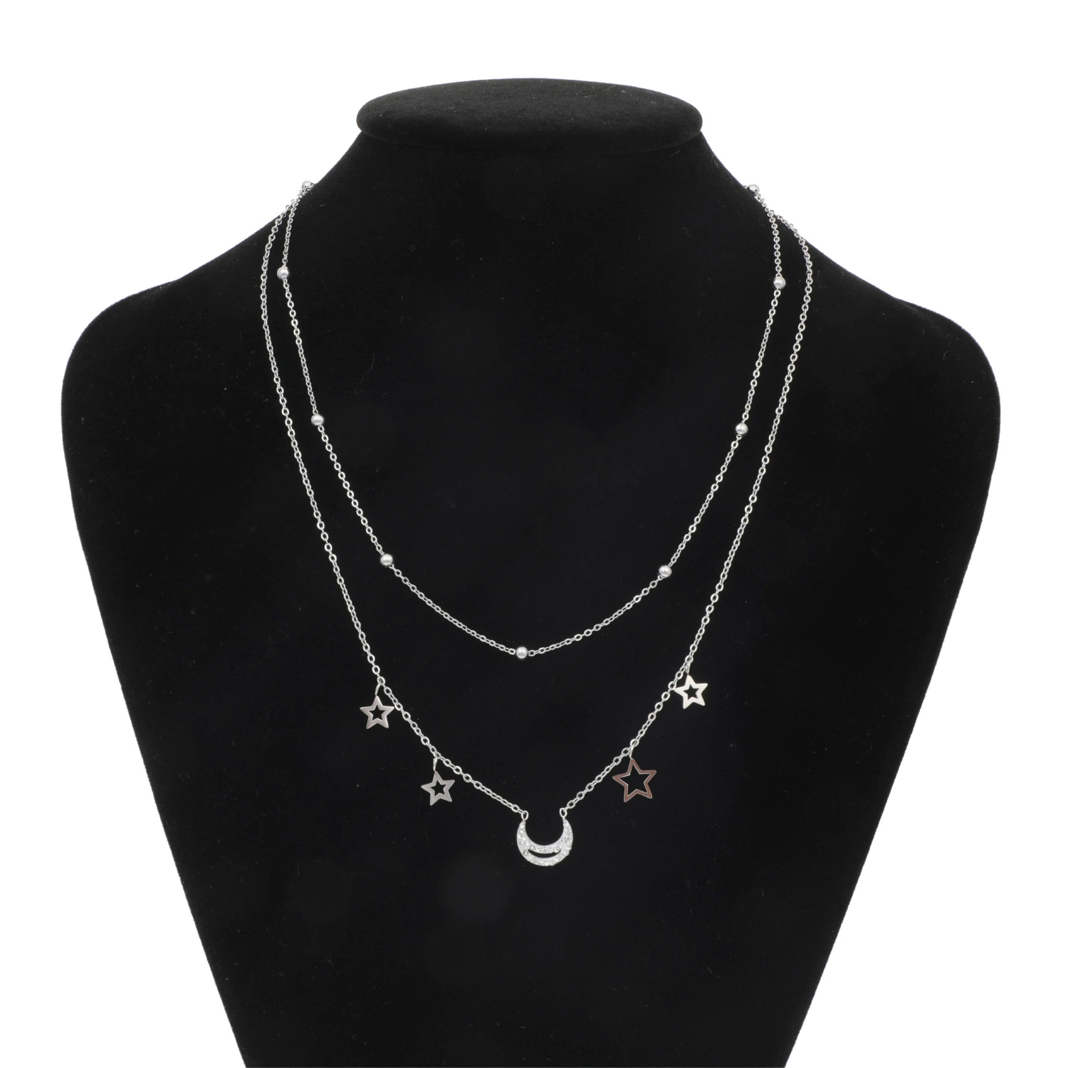 Hot Sale 925 Sterling Silver 18K charme plaqué or Bijoux pentagramme Croissant de lune et étoile Collier signe pour les femmes