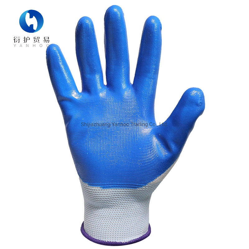 13G de poliéster recubierto de nitrilo guantes de seguridad Shell de nylon de mano industriales Guantes de trabajo/Industrial, guantes de trabajo