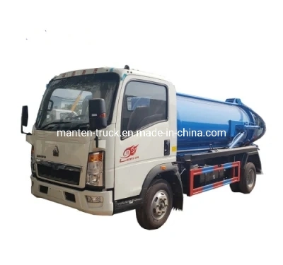 Rhd Sinotruk HOWO 3m3 4m3 5m3 5000liters Sewage Suction Truck Sewer Tanker Truck for Gully Emptier Fuction