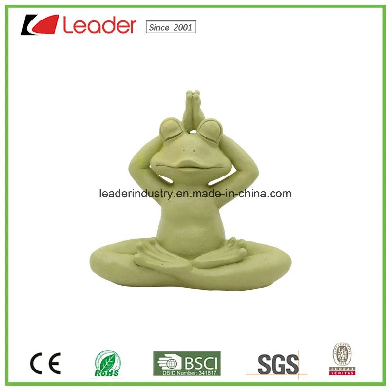 New Design Polyresin Blue Yoga Frog Figurine with Meditation for Home and Pool Decoration