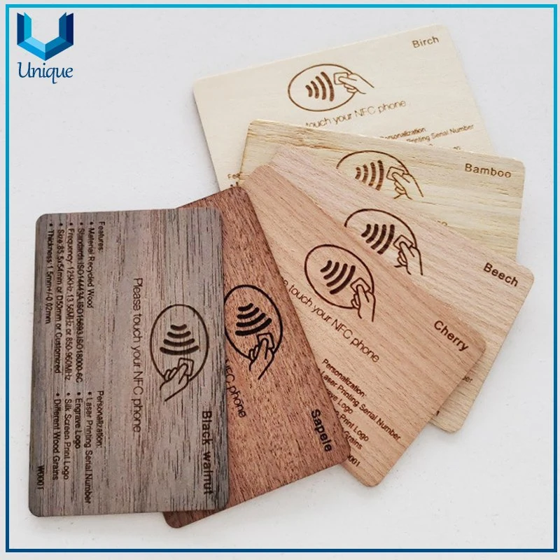 Free Sample Eco Friendly NFC Printing Logo Hotel Key RFID Business Name Custom Bamboo Wood Card