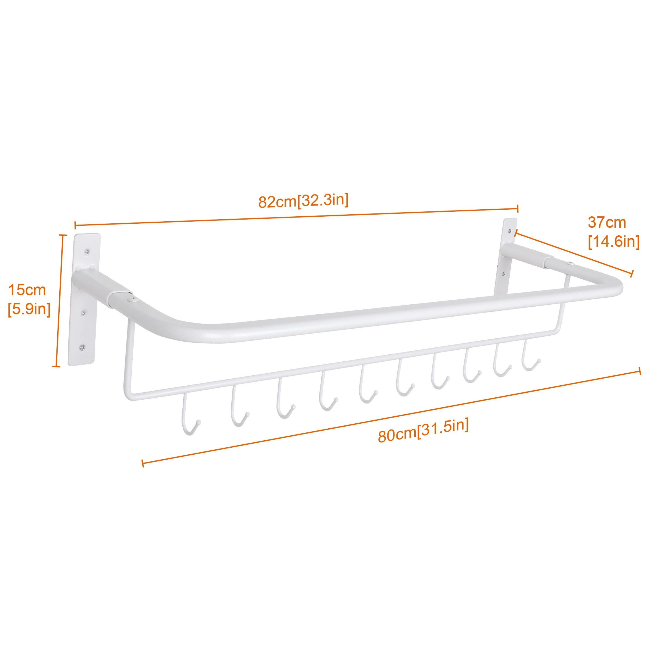 Accesorios de baño Toalla de baño de Pared Mteal estanterías con ganchos