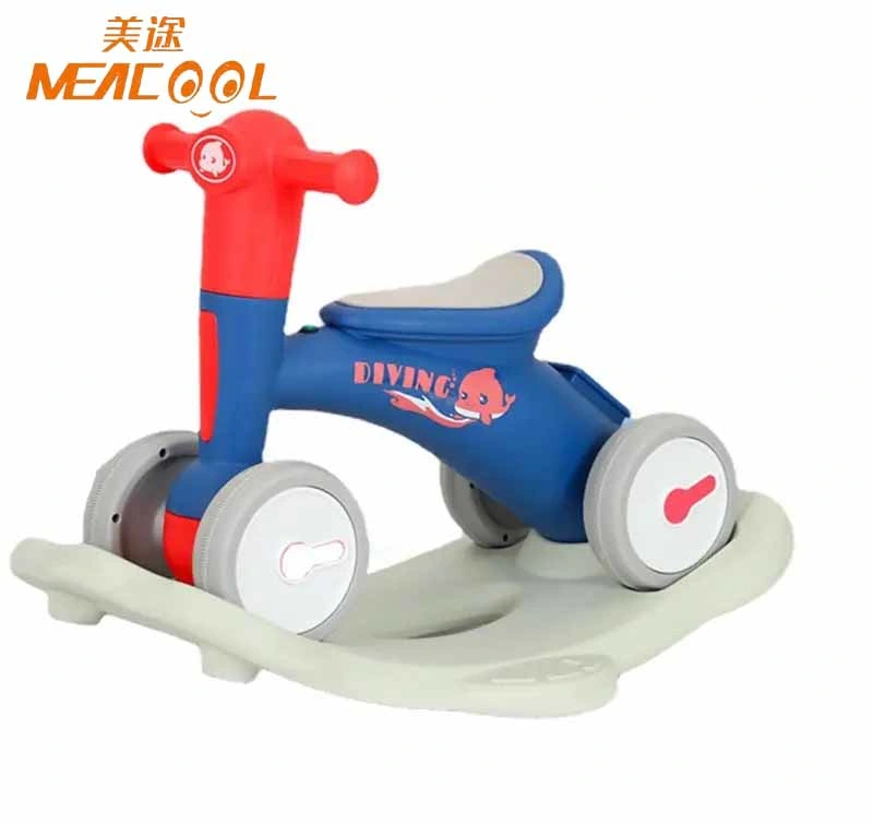 Birthday Gift for Ages 1-6 Four-Wheel Toy Car Dual-Use Children&prime; S Rocking Horse 2-in-1 Scooter Baby Walker Music Lights Balance