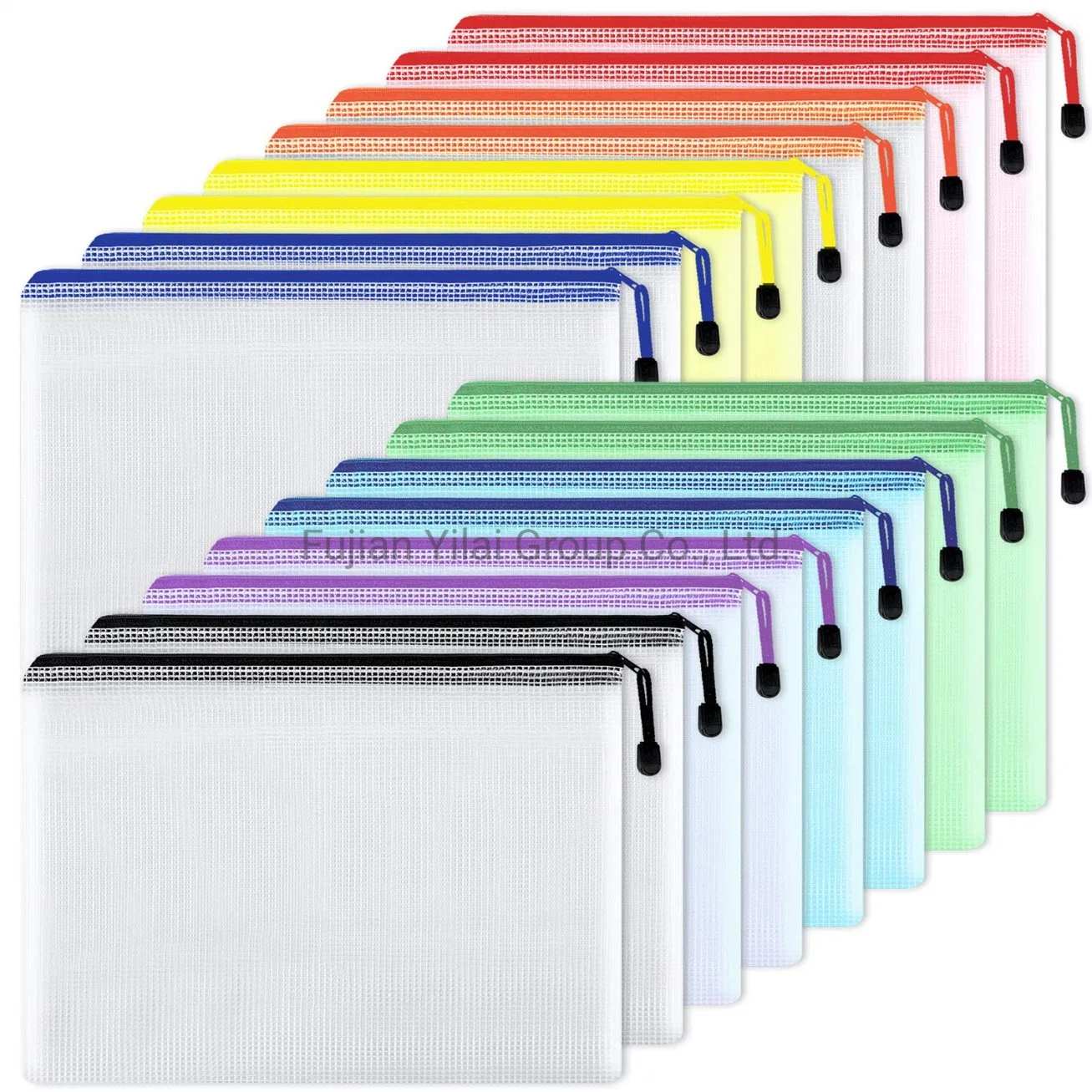 Multi-Color Custom Mesh Zipper Pouch Document Bag Waterproof Zip File Folders