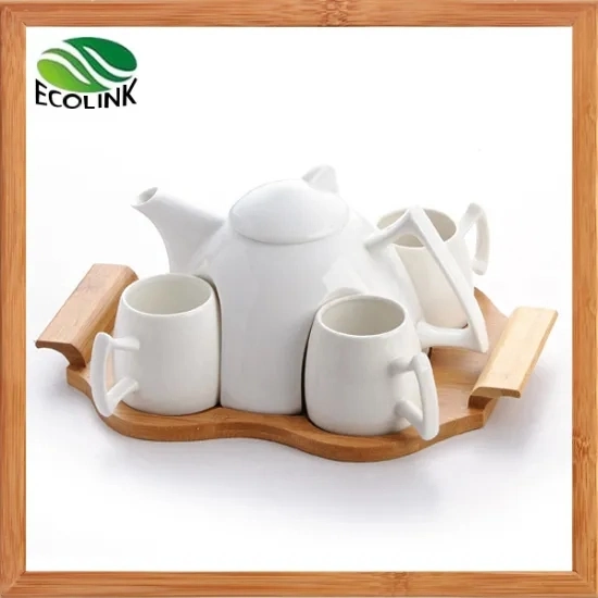 Creative European Style Coffee Cup Set with Bamboo Stand