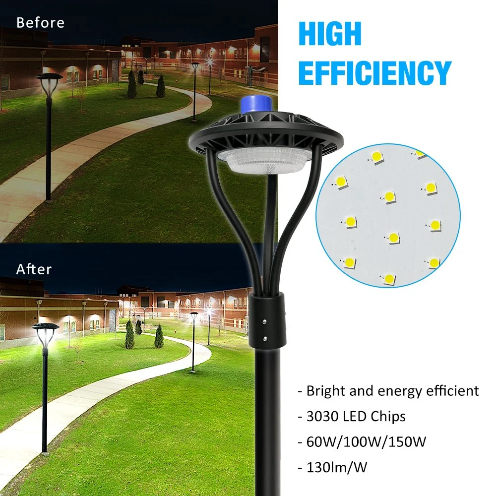 Jardin Romanso LED Lampe LED en aluminium IP65 d'éclairage de rue 150W 150lm/W 2700K-6500K Post haut Lampe à LED