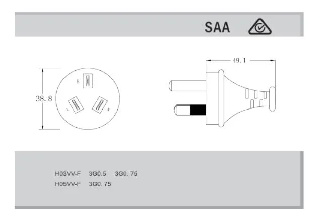 Australia Standard Power Cord of Three Pins